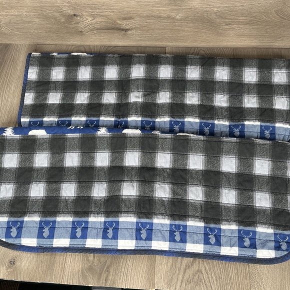 Eddie Bauer  Plaid Bears & Trees Pair Twin Pillow  Shams - Picture 9 of 10